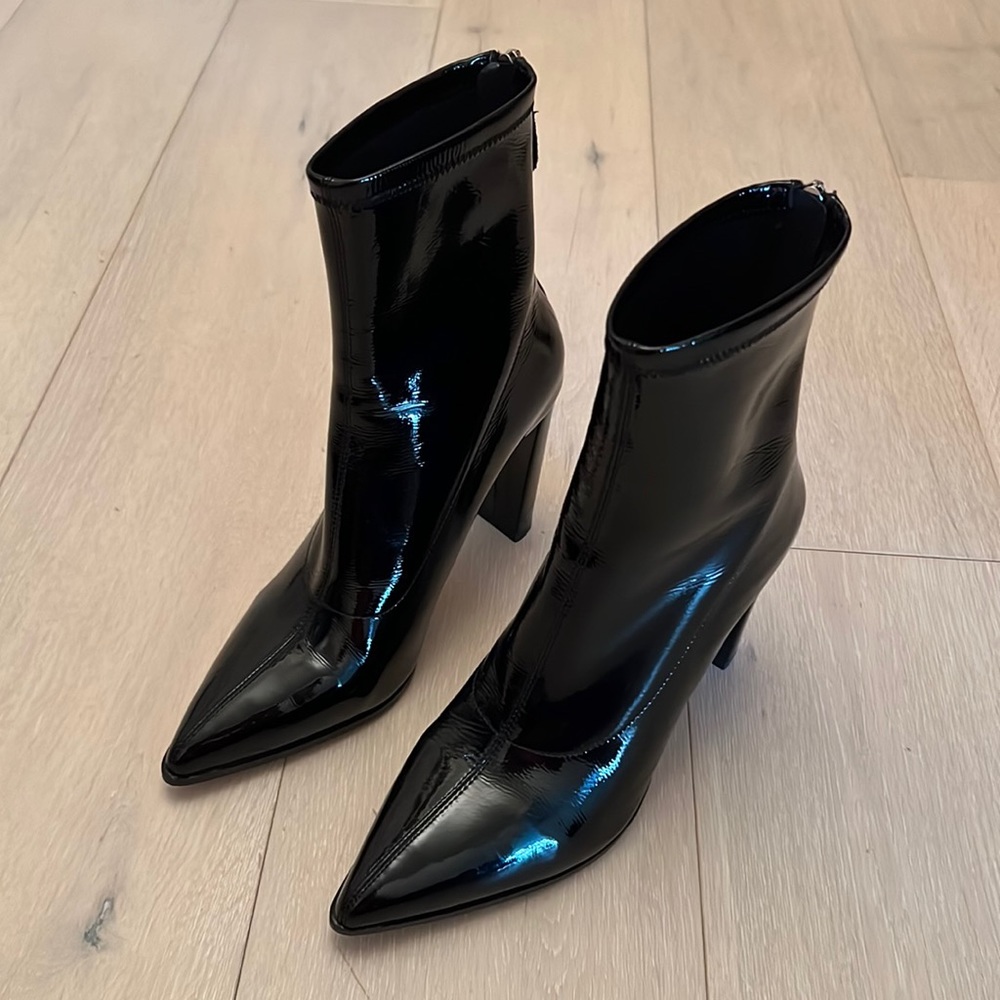 Black Shiny Patent Booties